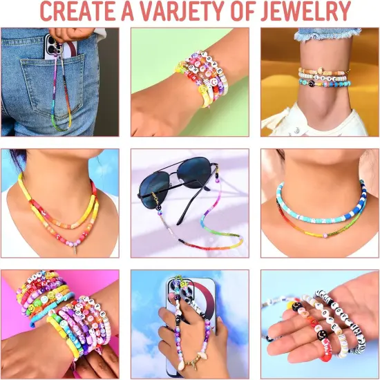 Friendship Bracelet Kit, 16800pcs, 96 Colors Polymer Clay Beads & 24 Colors Glass Seed Beads, 400 Letters Beads，Bracelet Making Kit for DIY Jewelry Making&Friendship Bracelet Making {2}