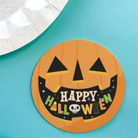 Big Dot of Happiness 25 Ct Jack-O'-Lantern Happy Halloween Drink Coasters, 4-Inch Disposable Round Paper Coasters, Cup Mats for Table Beverages {4}