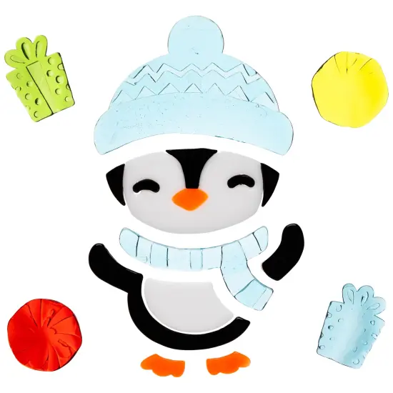 Northlight 11-Piece Penguin and Presents Gel Christmas Window Clings Blue {3}