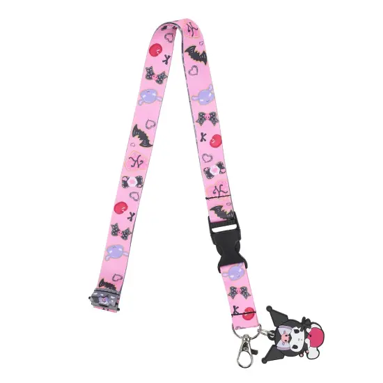 Kuromi Cherries & Cookies 22-Inch Lanyard With Kuromi Charm and Clear ID Sleeve {4}