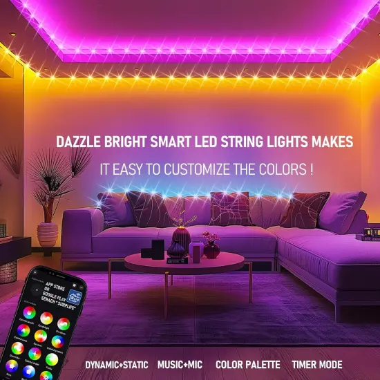 Bright Smart Christmas String Lights, 98FT 300 LED RGB Color Changing String Lights with Remote & App Controlled {4}