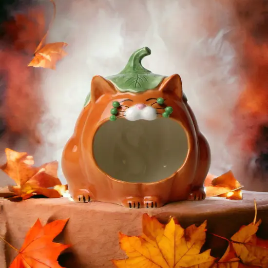 Ceramic Whisker Pumpkin Cat Candy Bowl or Key Holder, Home D&eacute;cor, Gift for Her, Gift for Mom, Kitchen D&eacute;cor, Fall D&eacute;cor, Halloween D&eacute;cor {2}