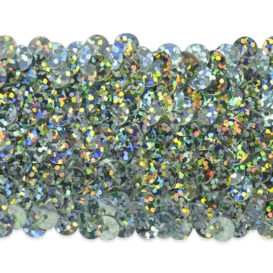 5 yards of 5 Row 1 3/4" Starlight Hologram Stretch Sequin Trim | 5 yard cut Silver {1}