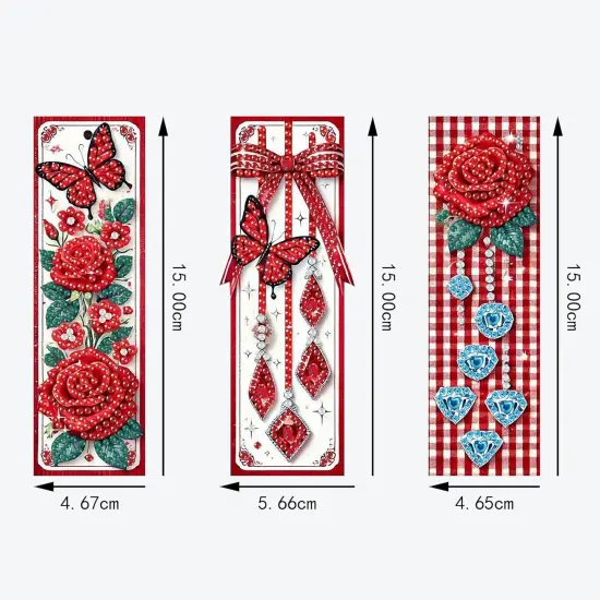 3pcs Flower, Butterfly Diamond Painting Bookmark Kits for Adult {5}