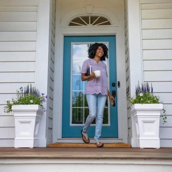 White Plastic Resin Self-Watering Planter Boxes Set of 2, 24-Inch {3}