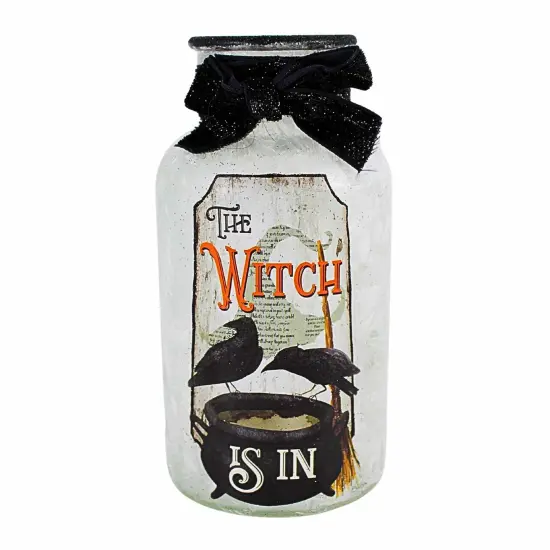 Stony Creek 6.5 Inch Hocus Pocus Small Glass Jar Lighted Halloween Lighted Glass Accent , Halloween Decor Lighted Halloween Jar Witch {3}