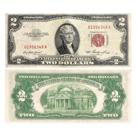 Scarce Currency - 1957 $1 Silver Certificate and $2 Red Seal Note {4}