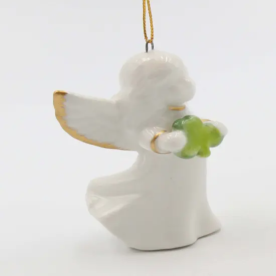 Ceramic Angel Holding Shamrock Ornament, Christmas D&eacute;cor, Gift for Her, Gift for Mom, Irish Saint Patrick&rsquo;s Day D&eacute;cor {3}