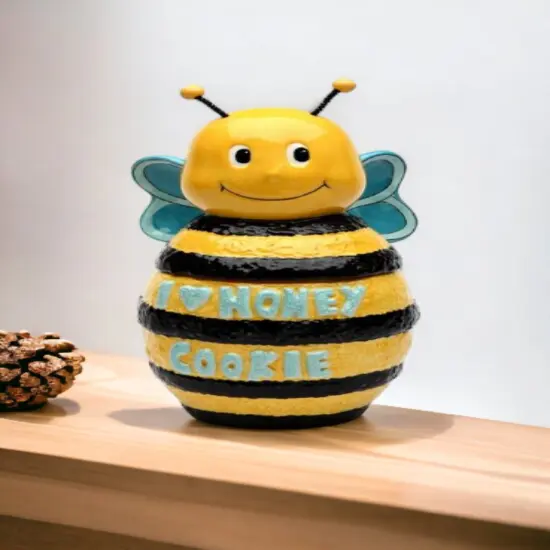 Hand Painted Ceramic Bumblebee Cookie Jar, Home D&eacute;cor, Gift for Her, Gift for Mom, Kitchen D&eacute;cor, Cafe Decor {2}