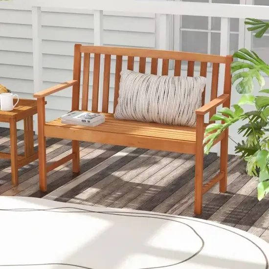 Outdoor Wooden Garden Bench 4Ft with Backrest for Porch or Patio {3}