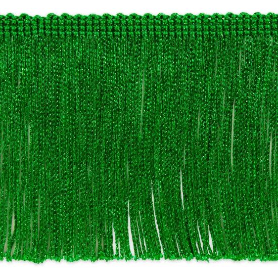 5 Yards of 4" Metallic Chainette Fringe Trim | 5 yard cut Green {1}