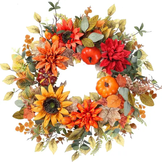 22&rsquo;&rsquo; Autumn Fall Wreath with Pumpkins {1}