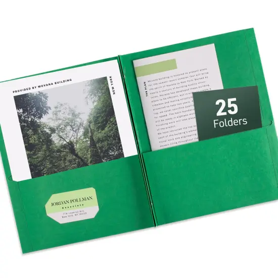 Avery Two Pocket Folders with 3 Prong Fasteners, Holds 70 Sheets, 25 Green Folders (47977) {1}