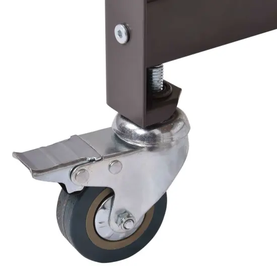 Black-Brown Modern Computer Desk with Locking Wheels and Steel Frame {4}