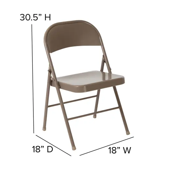 Emma and Oliver 2 Pack Home & Office Double Braced Party Events Steel Metal Folding Chair Beige {4}