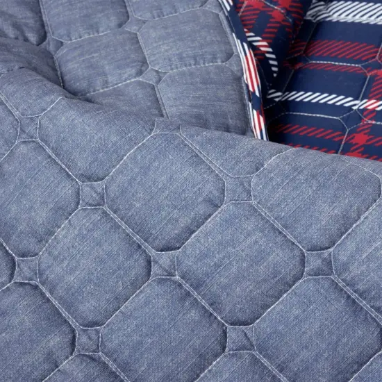 Reversible Plaid Quilt Set Twin XL for Bedroom or Dorm {4}