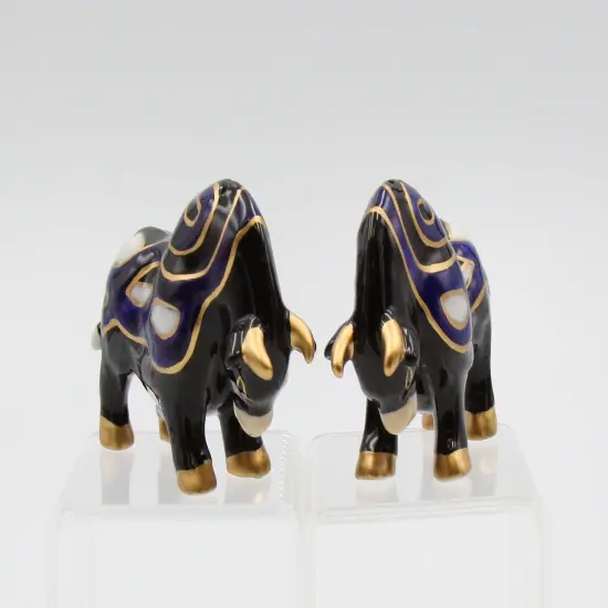 Ceramic Black Bull with Gold Accents Salt And Pepper Shakers, Home Décor, Gift for Her, Gift for Mom, Kitchen Décor {2}