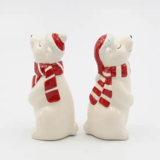 Ceramic Christmas Polar Bear Salt And Pepper Shakers, Home Décor, Gift for Her, Gift for Mom, Kitchen Décor, Christmas Décor {5}