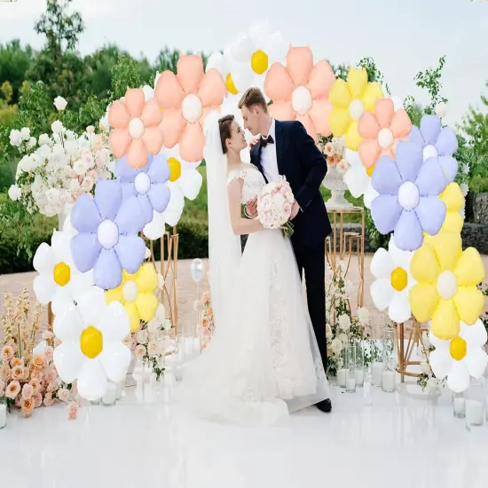 16PCS Daisy Balloons, Boho Flower Balloons Aluminum Foil Groovy Daisy Party Decorations for Birthday Baby Shower Wedding Party (4color,Large*8,Small*8) {5}