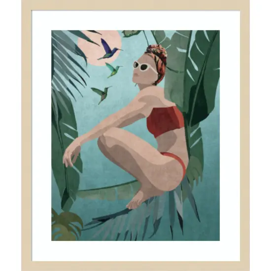 Tropical Blue by Emel Tunaboylu Wood Framed Wall Art Print {1}