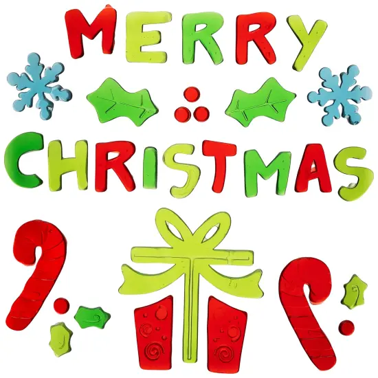 Northlight 31-Piece Red and Green "Merry Christmas" Gel Christmas Window Clings {3}