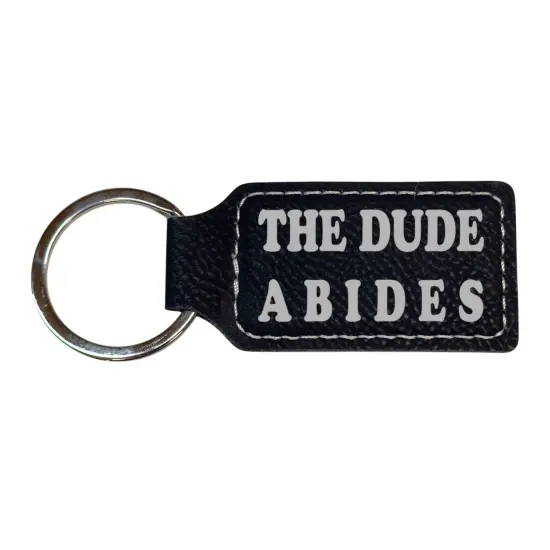 Keychain - Rectangle - The Dude Abides - Leather Rustic/Gold {4}