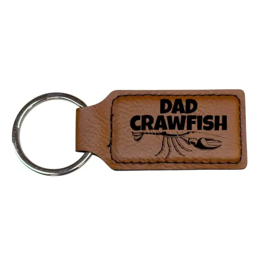 Keychain - Rectangle - Dad Crawfish - Leather Black/Silver {4}