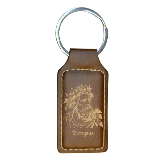 Keychain - Rectangle - Dionysus God of Wine - Leather Rawhide/Black {4}