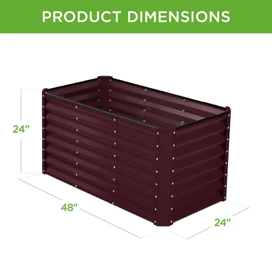 Best Choice Products 4x2x2ft Outdoor Metal Raised Garden Bed, Planter Box for Vegetables, Flowers, Herbs Burgundy {2}