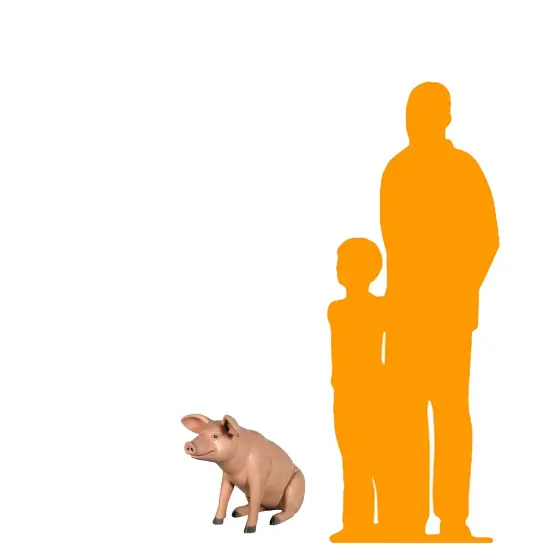 Baby Pig Sitting Life Size Statue {2}