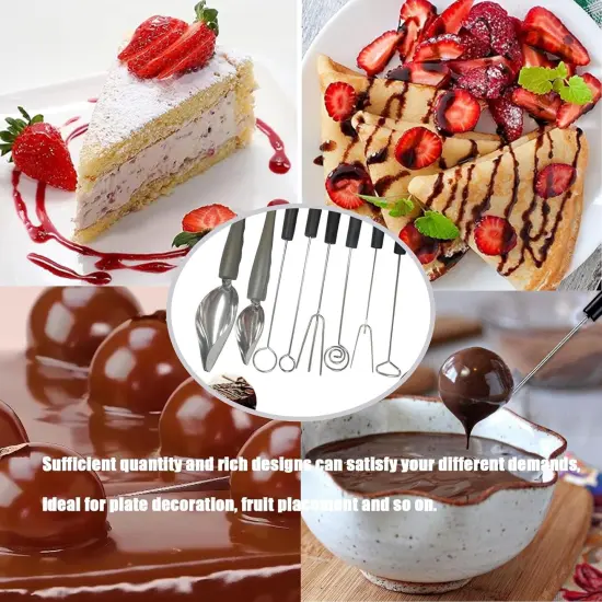 7 Pieces Candy Dipping Tools Chocolate Dipping Fork Spoons Set, Stainless Steel Candy Making Supplies for Decorative Plates, Including 1 pcs Slotted Spoon and 6 pcs Fondue Forks {4}