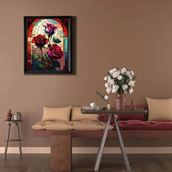 Diamond Art Painting Kits for Adults Diamond Art Kits for Adults Beginners,5D Translucent Gems Diamond Painting,DIY Full Drill Diamond Gem Art and Crafts 12x16inch (Glass Flower) {5}