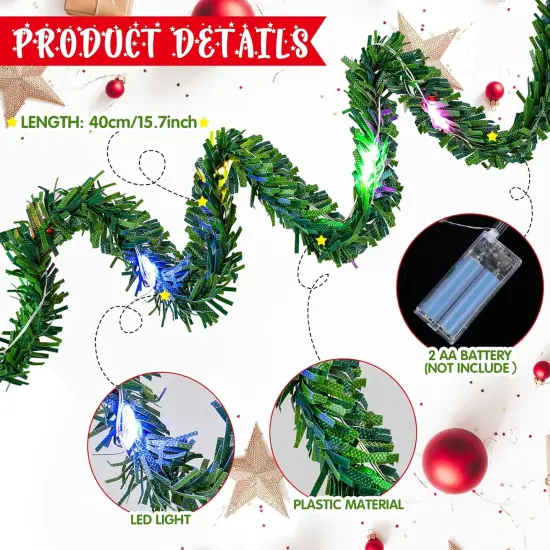 8 Pcs Dollhouse Miniature Christmas Garland with Lights Christmas {2}