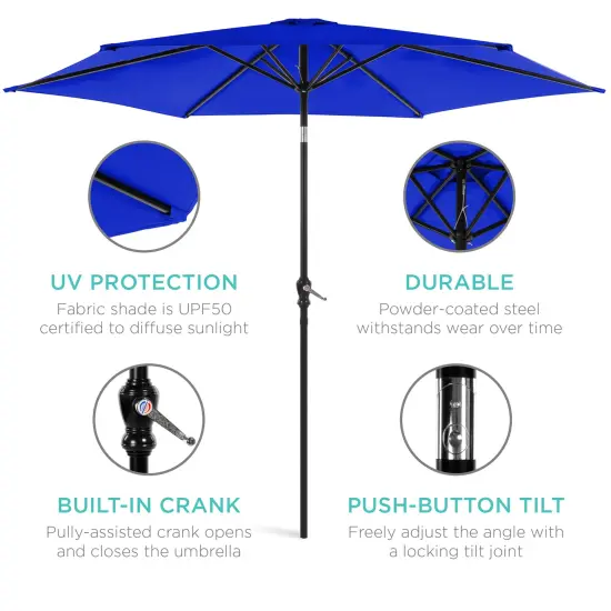Best Choice Products 10ft Outdoor Steel Market Patio Umbrella w/ Crank, Tilt Push Button, 6 Ribs Resort Blue {5}