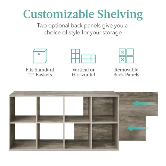 Best Choice Products 8-Cube Bookshelf, 11in Display Storage System, Organizer w/ Removable Back Panels Greige {3}