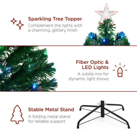 Best Choice Products Pre-Lit Fiber Optic Artificial Pine Christmas Tree w/ Multicolored LED Lights, 8 Sequences {5}