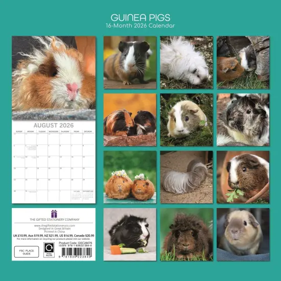 The Gifted Stationary 2026 Square Wall Calendar, Guinea Pigs, 16-Month Animals Theme Hanging Calendar with 180 Reminder Stickers, Month Planner for Home or Creative Spaces, 12x12 In Multicolor {4}