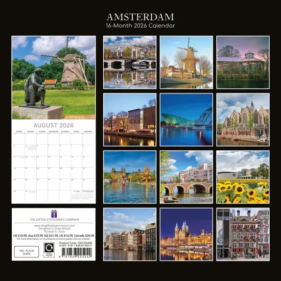 The Gifted Stationary 2026 Square Wall Calendar, Amsterdam, 16-Month Passport Collection Theme Hanging Calendar with 180 Reminder Stickers, Month Planner for Home or Creative Spaces, 12x12 In Multicolor {4}