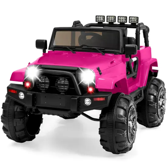 Best Choice Products 12V Kids Ride On Truck Car w/ Remote Control, Spring Suspension, Bluetooth, LED Lights Pink {7}