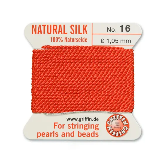 Size 16 Griffin Bead Cord 100% Natural Silk Coral {2}
