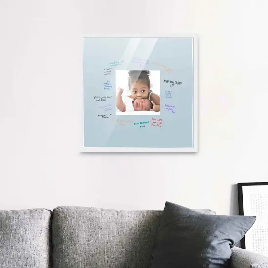 Autograph White Wood Frame with Squre Blue Mat - Perfect for Event Signatures, Full-Color Pen Set Included - 3 Sizes Available {5}