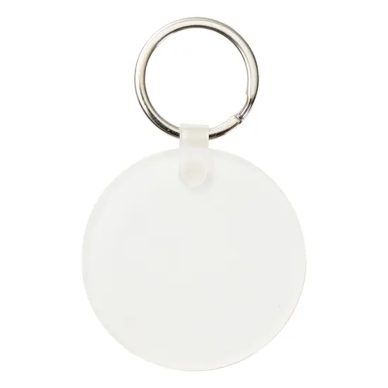 Craft Express Acrylic Round Keyring-White, 4 pack {3}