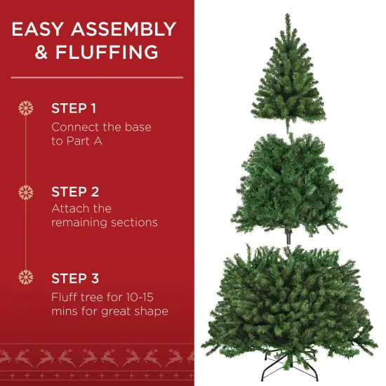 Best Choice Products Pre-Lit Spruce Artificial Christmas Tree w/ Easy Assembly, Metal Hinges & Foldable Base {4}