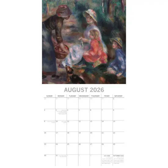 The Gifted Stationary 2026 Square Wall Calendar, Renoir, 16-Month Arts & Antiques Theme Hanging Calendar with 180 Reminder Stickers, Month Planner for Creative Spaces, 12x12 In Multicolor {3}