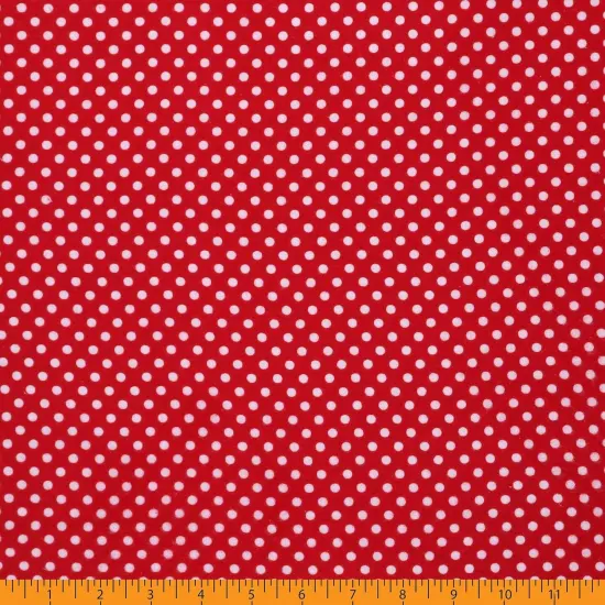 Mook Fabrics Polka Dot Flannel Fabric [43 in. Wide] - By The Yard Red/White {3}