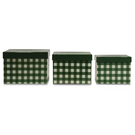 Square Plaid Box - Green / 3 pc. Set {2}