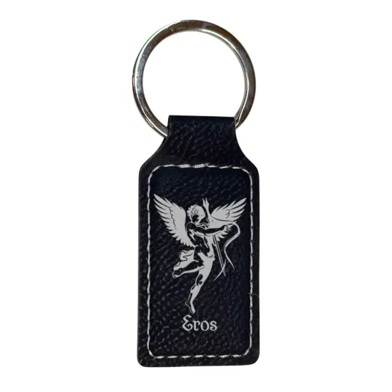 Keychain - Rectangle - Eros God of Love - Leather Pink/Black {2}