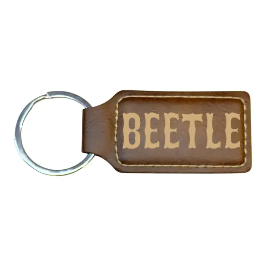 Keychain - Rectangle - Beetle - Leather Pink/Black {3}
