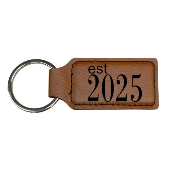 Keychain - Rectangle -Est 2025 - Leather Black/Silver {4}