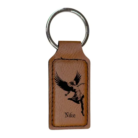 Keychain - Rectangle - Nike Goddess of Victory - Leather Rawhide/Black {1}